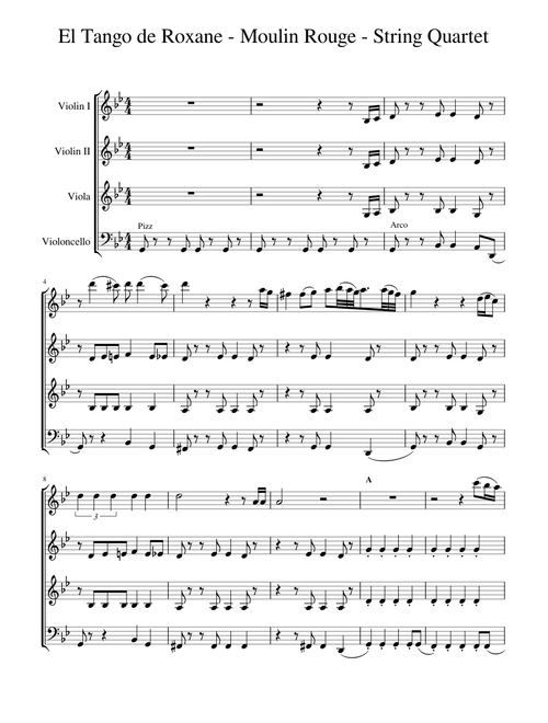 El Tango de Roxanne - Moulin Rouge movie version - String quartet