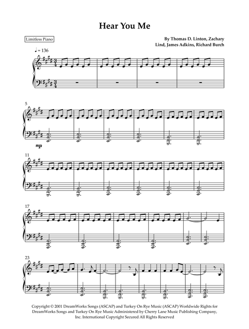 Hear You Me (Arr. Limitless Piano) - Jimmy Eat World (Easy Piano)