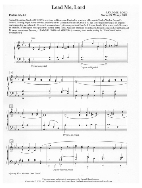 Lead Me, Lord (Arr. Lyndell Leatherman) - The Choir of Somerville College Oxford (Piano-Vocal-Guitar (Piano Accompaniment))