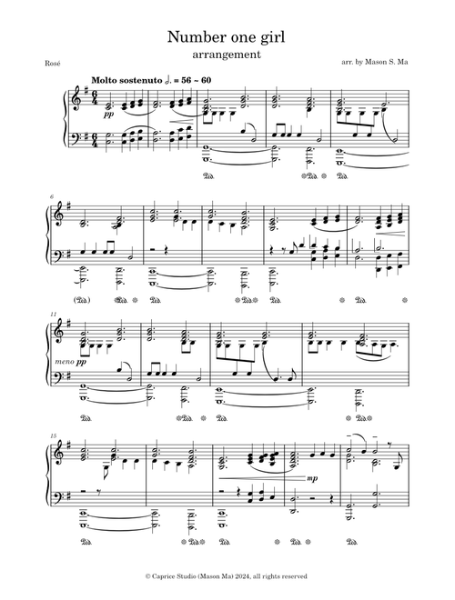 Number One Girl - Rosé (Piano arrangement)