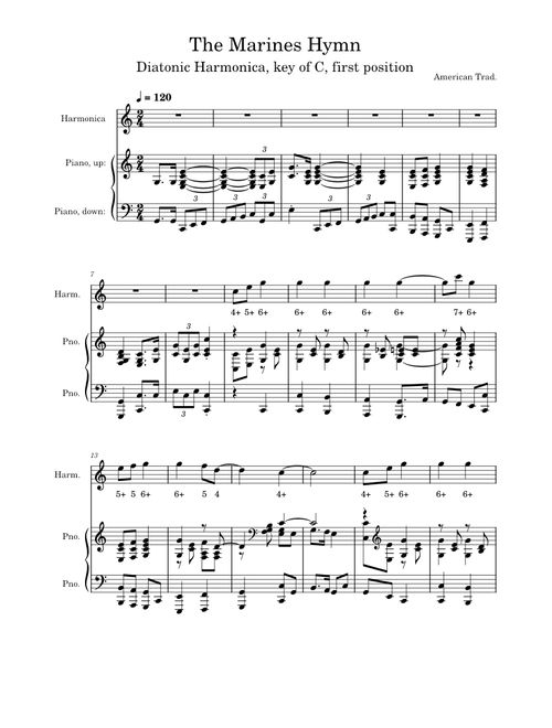 The Marines' Hymn – Jacques Offenbach Jacques Offenbach The Marines Hymn diatonic harmonica tab