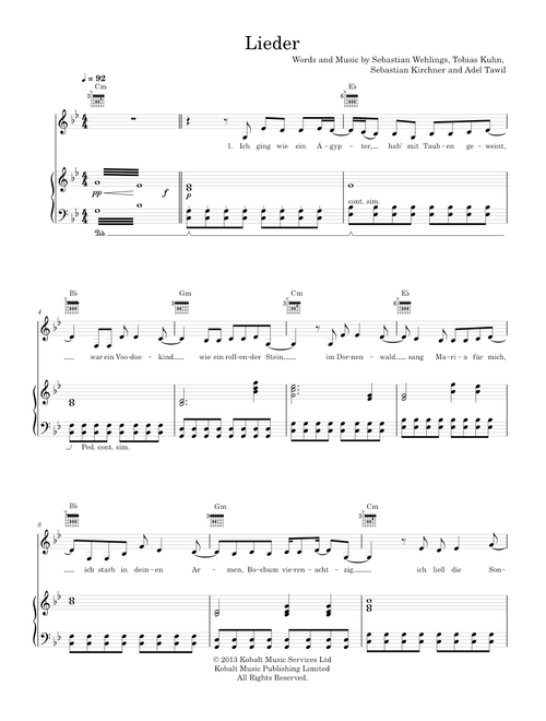 Lieder - Adel Tawil (Piano-Voice-Guitar)