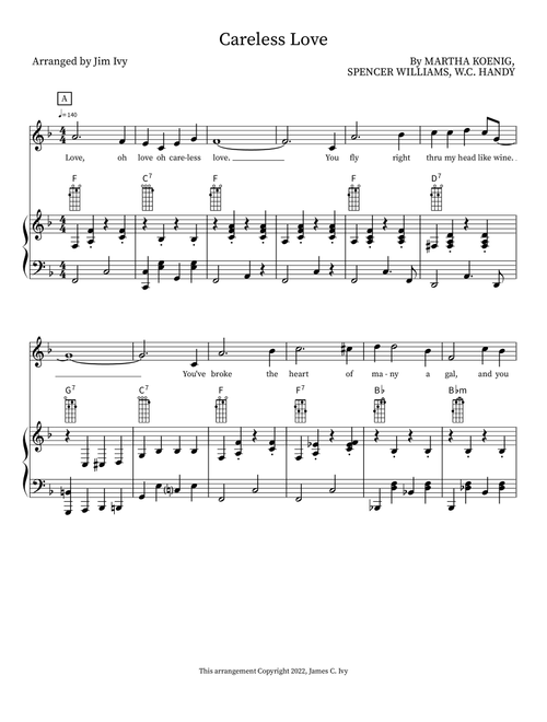Careless Love (Arr. Jim Ivy) - W.C. Handy (Piano Vocal)