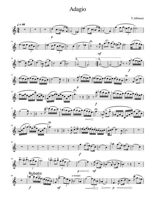 Adagio Albinoni for alto saxophone