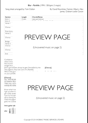 Play Official version of Parklife Sheet Music by Blur for Piano