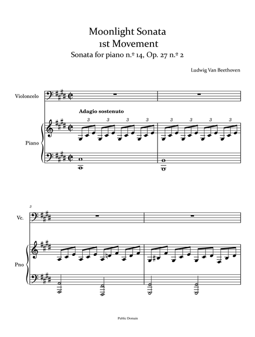 Moonlight Sonata - Cello and Piano - 1st movement (Arr. Ygor Nunes) - Beethoven (Cello and Piano)
