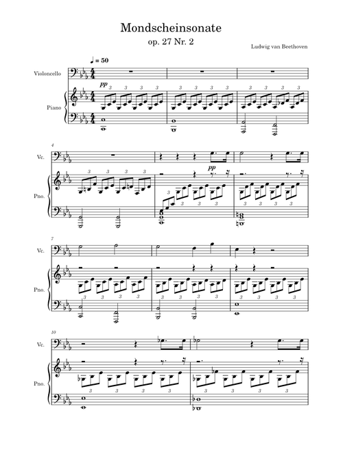 Piano Sonate No. 14. "Moonlight" – Ludwig van Beethoven