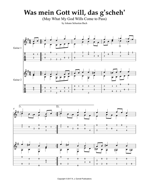 Was mein Gott will, das g’scheh’ (May What My God Wills Come to Pass) (Arr. Mark Phillips) - Johann Sebastian Bach (Easy Guitar with TAB)