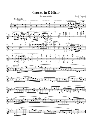 Caprice 19 Paganini Sheet Music for Violin (Solo