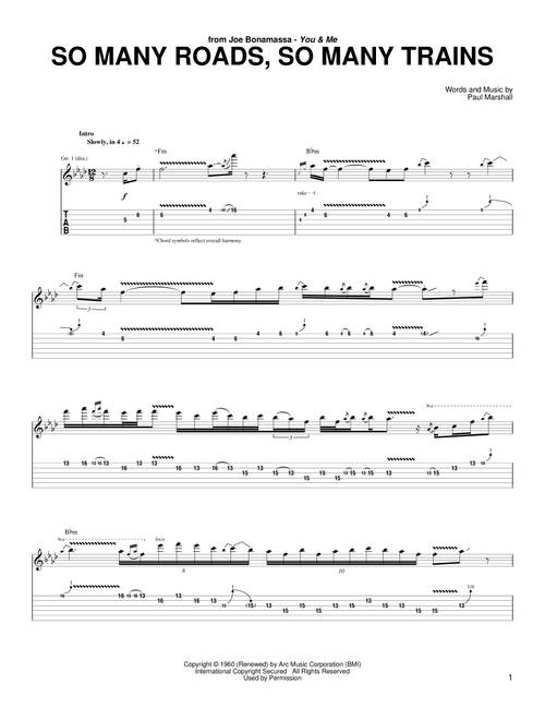 So Many Roads, So Many Trains - Joe Bonamassa, Otis Rush (Guitar Tab)