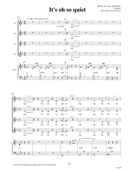 It's Oh So Quiet (Und Jetzt Ist Es Still) (Arr. Jetse Bremer) - Bjork (Choral, SSAA)