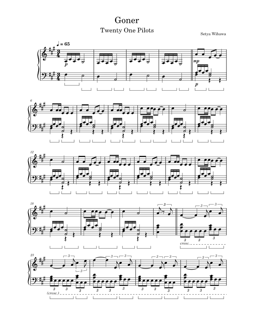 Goner twenty one pilots piano discount