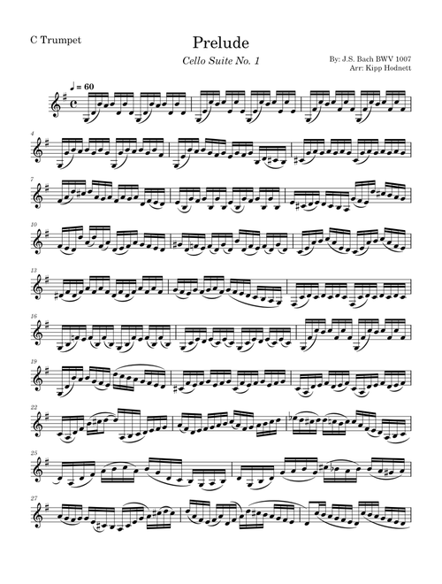 Cello Suite No.1 in G major, BWV 1007 – Johann Sebastian Bach for Trumpet