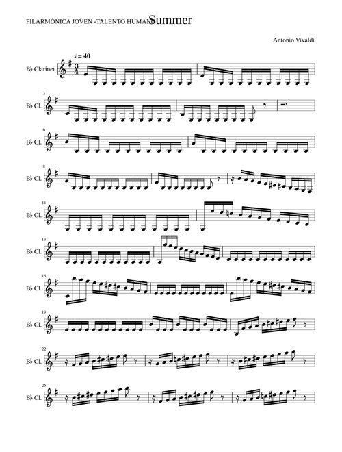 Bb Summer - Four Seasons Vivaldi Bb Clarinet