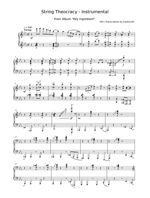 String Theocracy Instrumental (Key Ingredient Ver.) Ear transcription - Mili