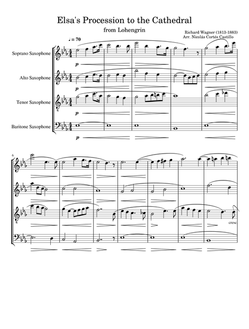Richard Wagner - Elsa's Procession to the Cathedral - Sax Quartet (Arr. Nicolás Cortés Castillo) (Woodwind Ensemble)