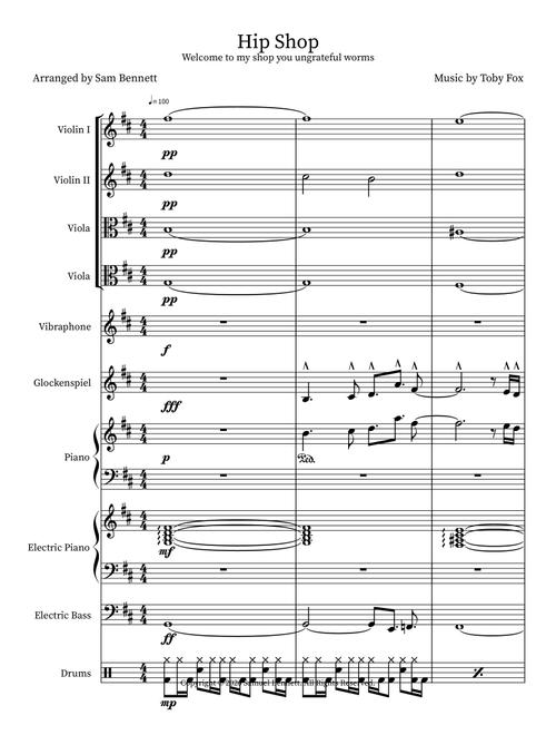 Hip Shop (Arr. Sam Bennett) - Toby Fox (Large Ensemble)