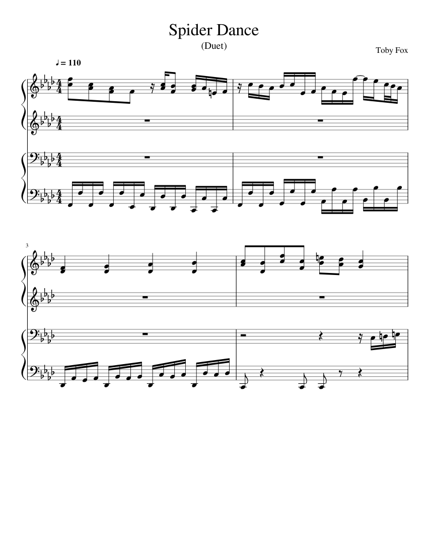 Spider Dance Notes Undertale - Spider Dance (Piano Duet) Sheet music for Piano (Piano Duo ...