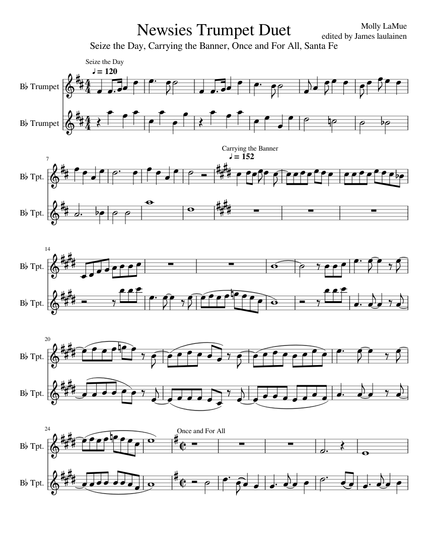 Trumpet duet Sheet Music for Trumpet in b-flat (Brass Duet) | MuseScore.com