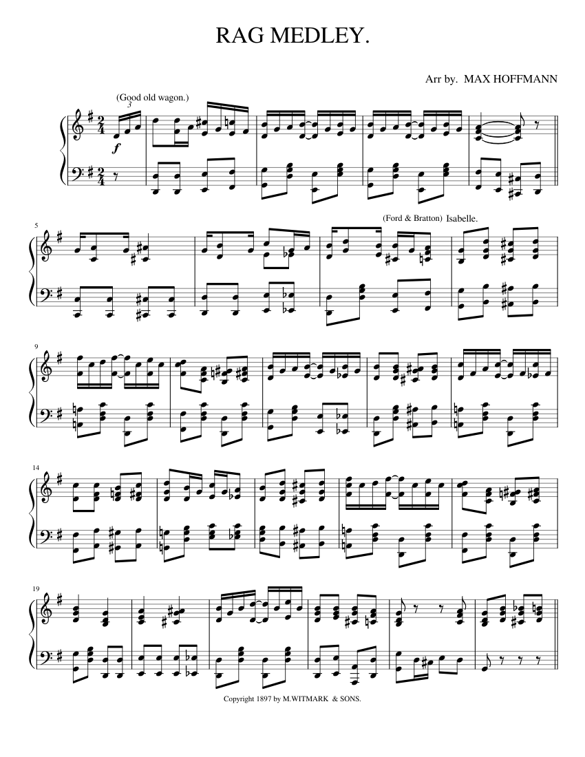 Chinese Rag Sheets Music Rag Medley (1897) Sheet Music for Piano (Solo) | MuseScore.com