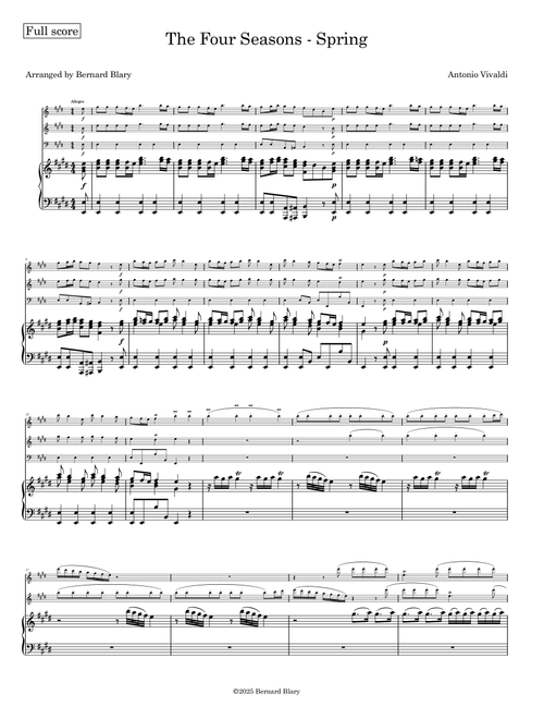 Spring from "The Four Seasons" (Arr. Bernard Blary) - Vivaldi (Small Ensemble)