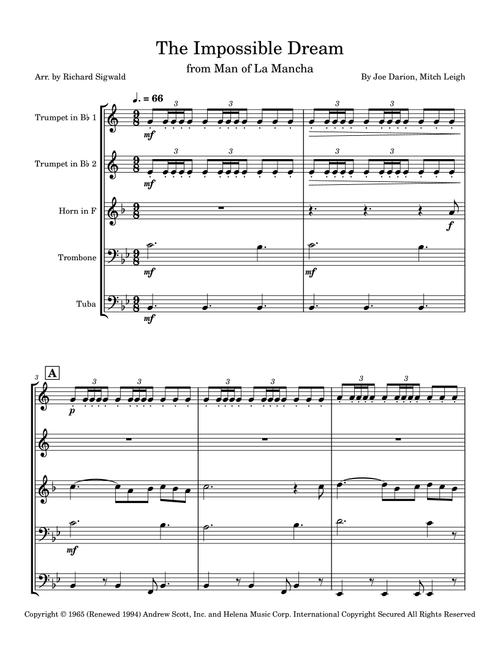 The Impossible Dream (The Quest) (Arr. Richard Sigwald) - Man Of La Mancha (Brass Ensemble)