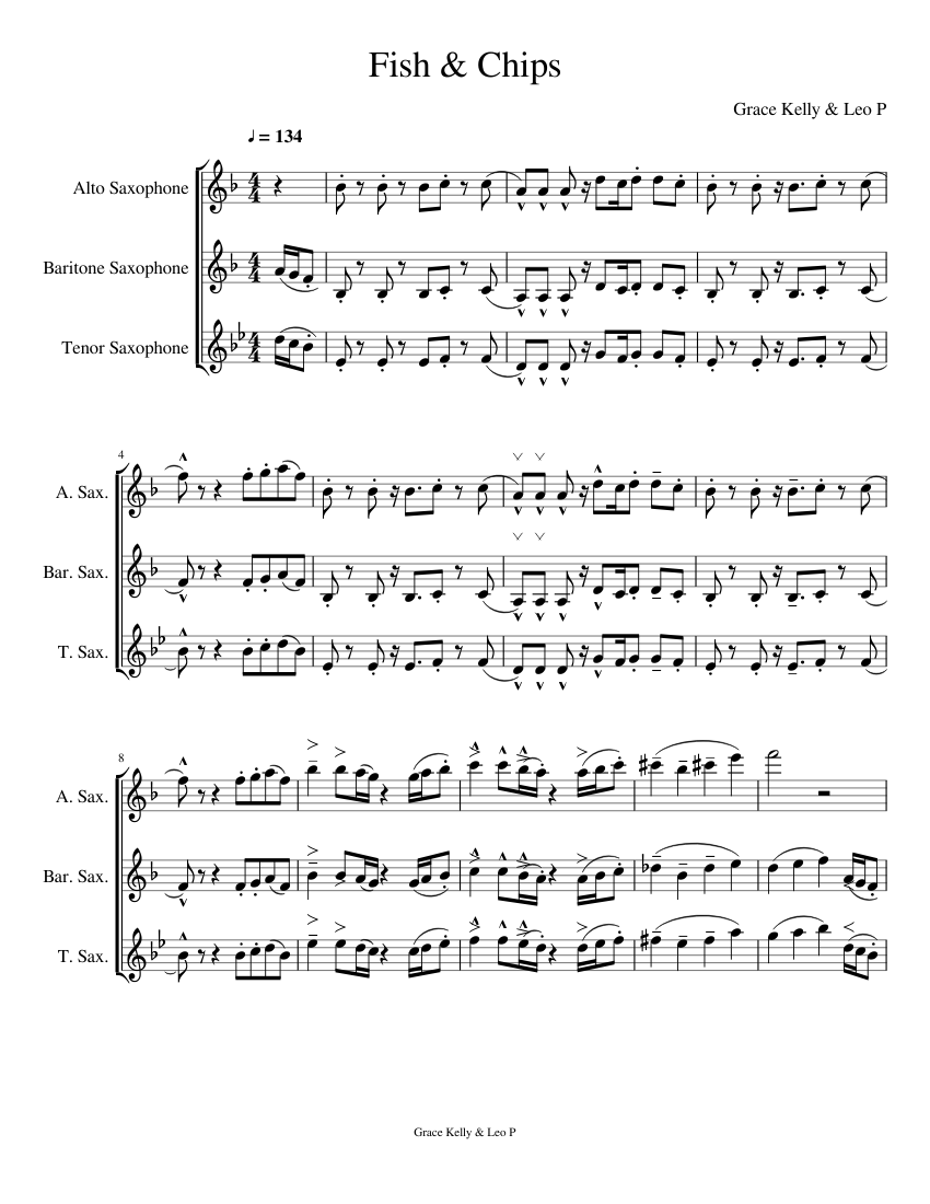 Fish & Chips Sheet Music for Saxophone alto, Saxophone tenor