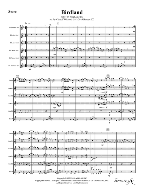 Birdland (Arr. Cheryl Woldseth - Bronze:FX) - Manhattan Transfer (Woodwind Ensemble)