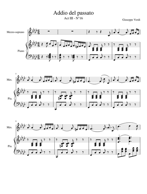 Addio del passato - Giuseppe Verdi