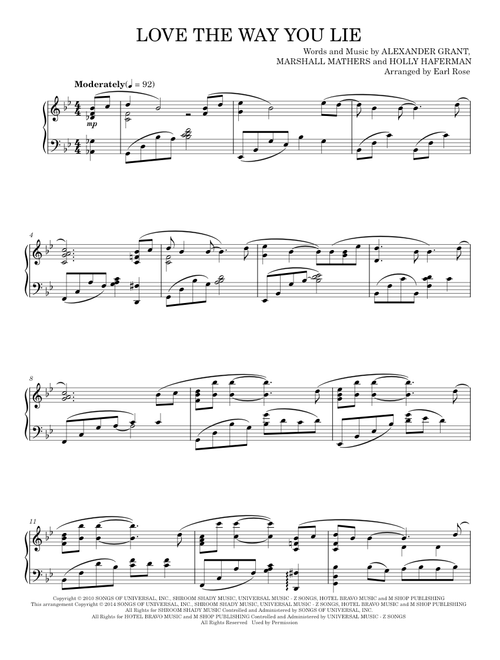 Love The Way You Lie - Eminem featuring Rihanna Eminem (Piano Solo)