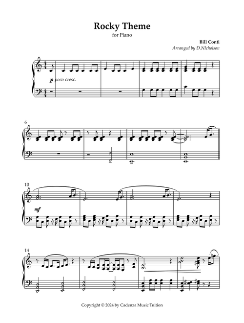 Theme From Rocky (Arr. Daniel Nicholson) - Bill Conti, Ayn Robbins, Carol Connors (Piano Solo)