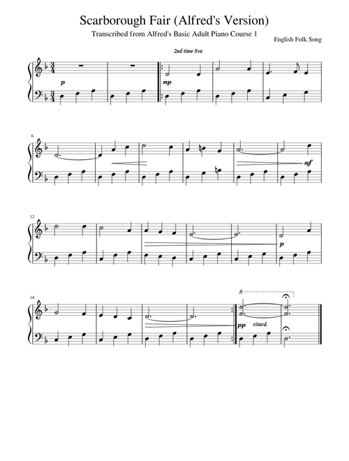 Scarborough Fair (Alfred's Version)