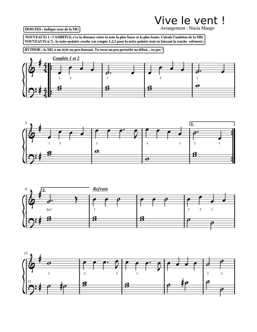 Partition Piano Vive Le Vent D Hiver Vive le vent Sheet music for Piano (Solo) | Musescore.com