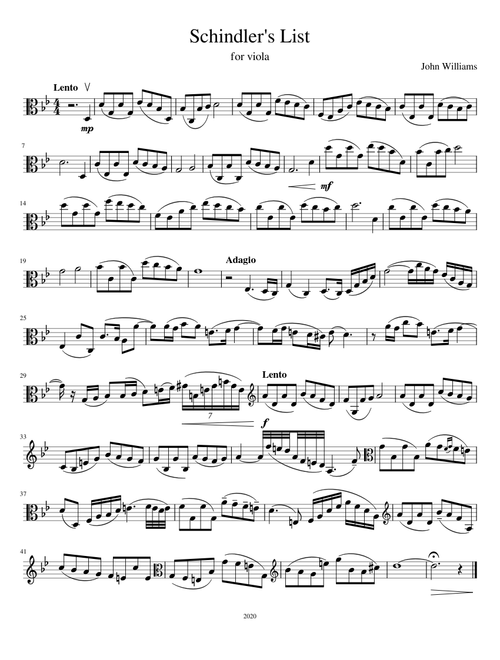Schindler's List -- John Williams for viola