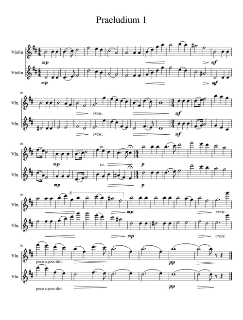 Shostakovich Praeludium For Two Cellos and Piano (Transposed for Two Violins)
