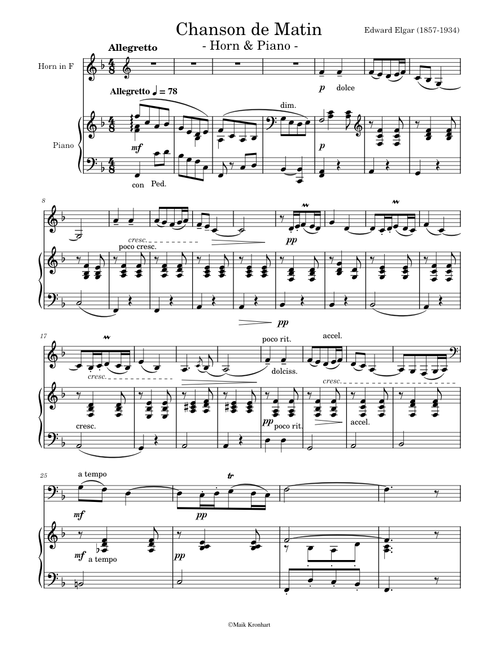Chanson de Matin - Horn in F & Piano -