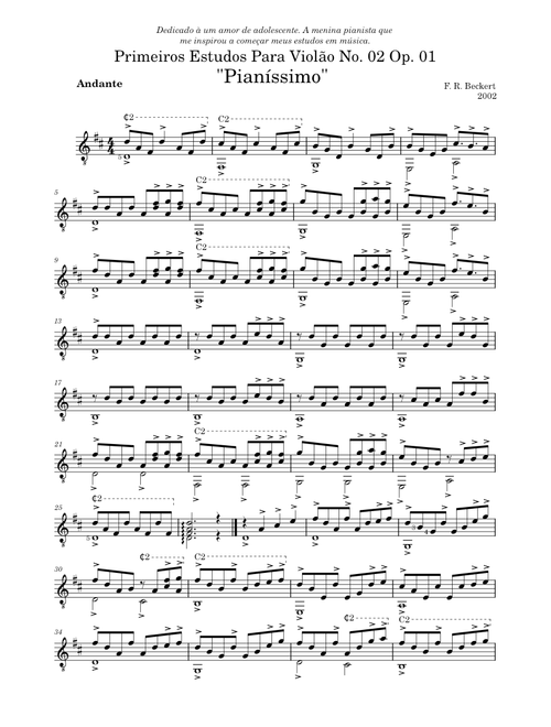 Primeiros Estudos para Violão No. 02 - Op. 01 - "Pianíssimo" (2002)