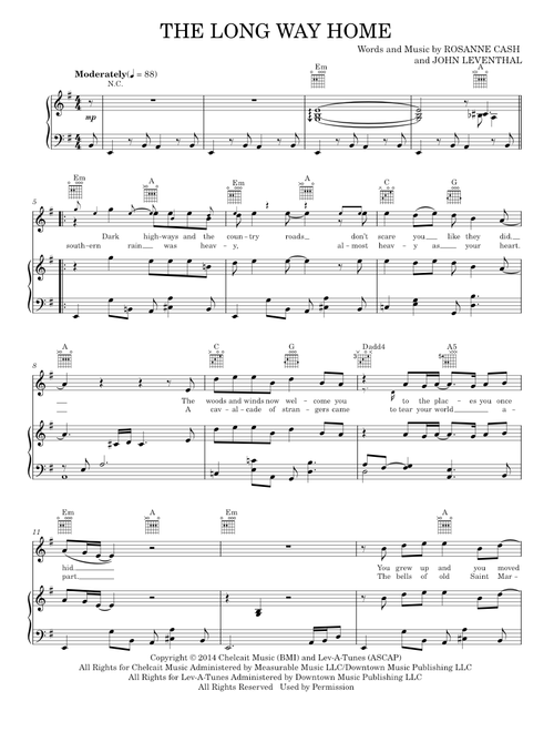 The Long Way Home - Rosanne Cash (Piano-Vocal-Guitar)