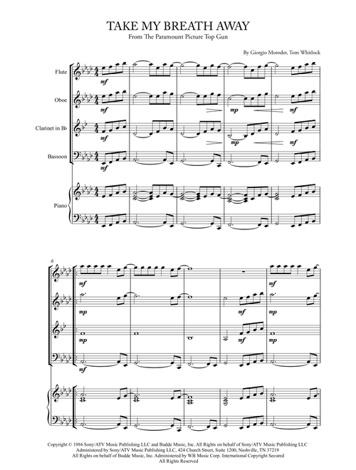 Take My Breath Away (love Theme) (Arr. Karen Gueiros) - Berlin (Small Ensemble)