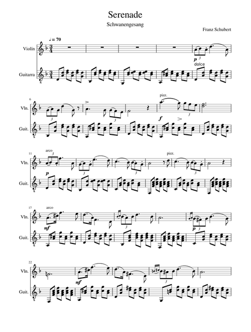 Schubert Serenade -Violín Guitar