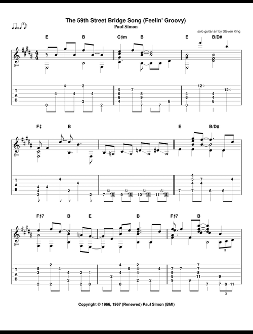 The 59th Street Bridge Song (feelin' Groovy) (Arr. Steven King) - Simon & Garfunkel (Solo Guitar)