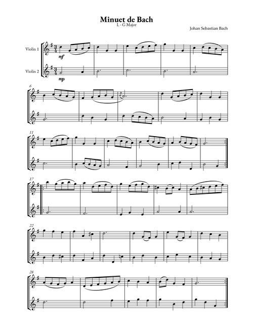 Minuet in G major (Die Menuett) (Arr. Jhonatan Lucio Viana) - Traditional (Violin Duet)