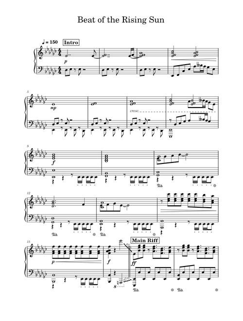 Beat of the rising sun – Dave Rodgers | Piano Arrangement