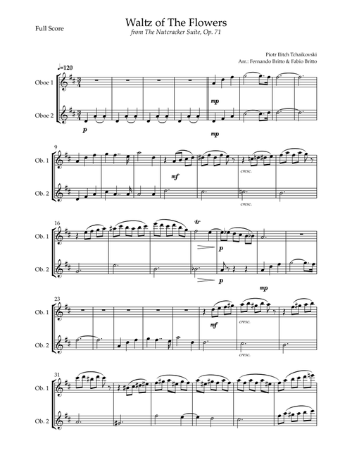 Waltz of The Flowers - from Nutcracker (P. I. Tchaikovsky) for Oboe Duo (Arr. Fernando Britto, Fabio Britto) - Piotr Ilitch Tchaikovsky (Oboe Duet)