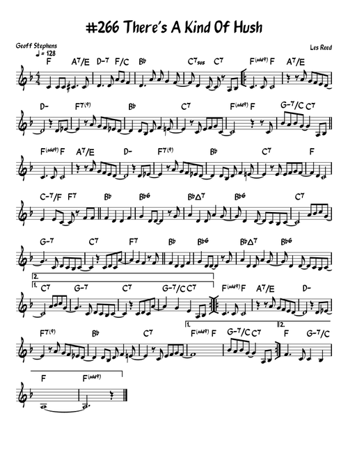 There's A Kind Of Hush (all Over The World) (Arr. John Fries) - Herman's Hermits (Lead Sheet - Fake Book)