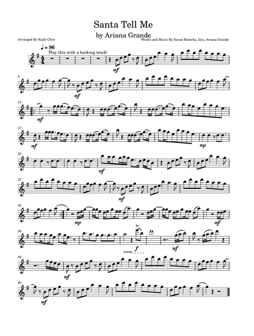 Santa Tell Me (Arr. Kayli Choo) - Ariana Grande (Violin Solo)