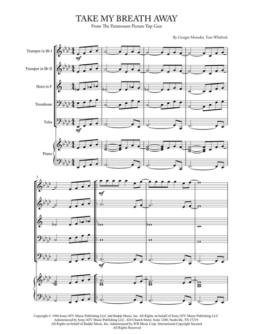 Take My Breath Away (love Theme) (Arr. Karen Gueiros) - Berlin (Small Ensemble)