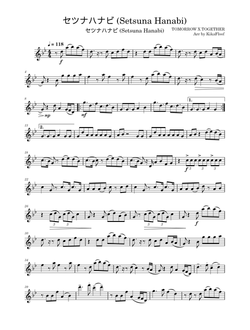 セツナハナビ (Setsuna Hanabi) - TOMORROW X TOGETHER sheet music by