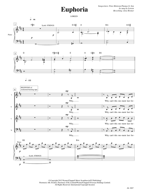 Euphoria (Arr. Jetse Bremer) - Loreen (Choral, SATB)