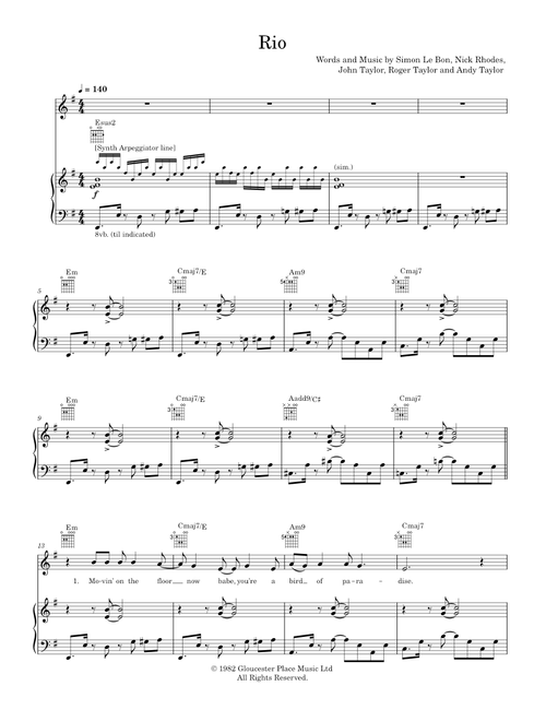Rio - Duran Duran (Piano-Voice-Guitar)